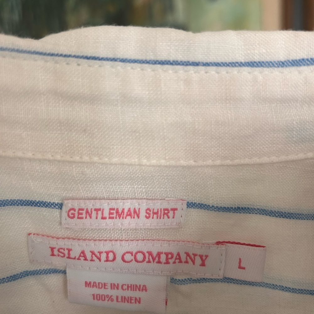 Island Company White Button-Down with Sky Blue Stripes